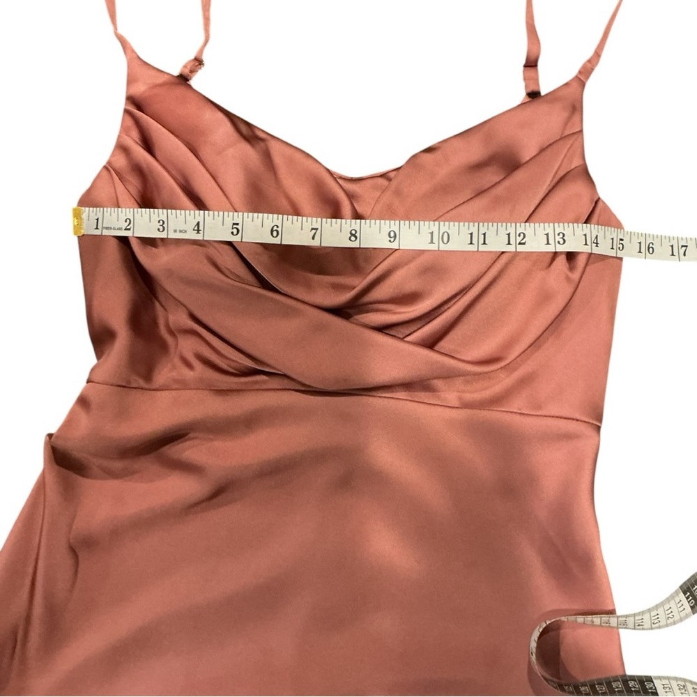 Revelry Satin Slip Dress Size8 Rose Mauve Cowl Neck Side Slits Formal Bridesmaid - Picture 6 of 8